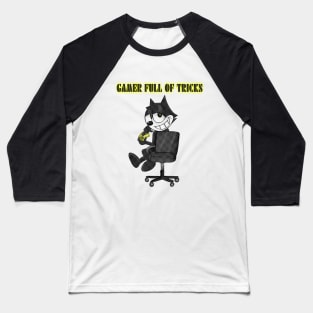 Felix The Cat GAMER FULL OF TRICKS Baseball T-Shirt